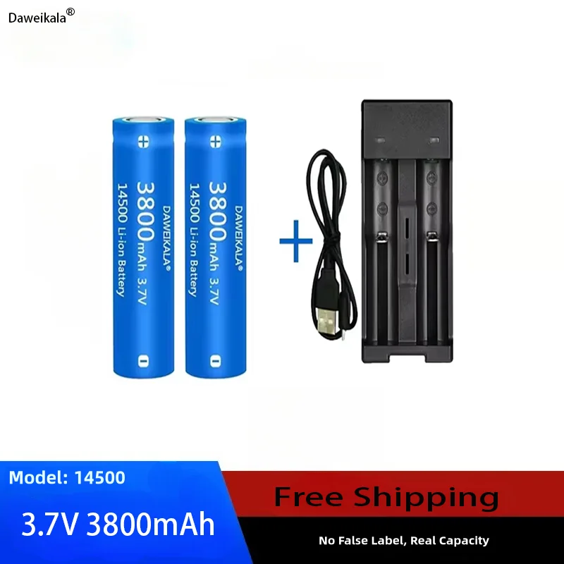 14500 Battery 3.7V Large Capacity 3800mAh Lithium Ion Battery, Ideal for Electric Toothbrush, Razor, and Barber Rechargeable Bat