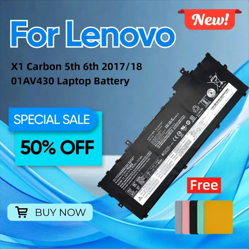 

for Lenovo ThinkPad X1 Carbon 5th 6th 2017/18 01AV430 Laptop Battery Give Away A Mouse Pad