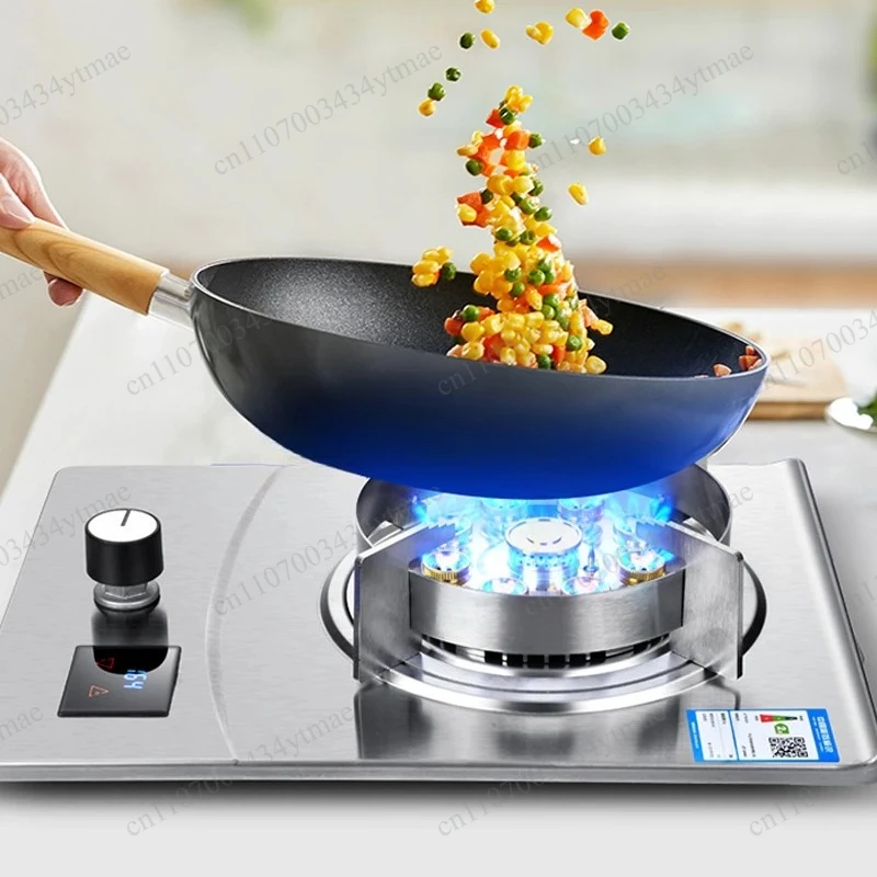Single Burner Gas Stove Stainless Steel Desktop & Embedded Cooktop Fierce Fire For Liquefied Gas Natural Gas Household Use