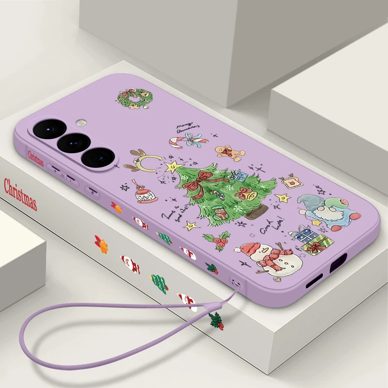 Christmas Tree Pattern Lanyard Case For Samsung Galaxy A18 A57 A37 A56 A16 A36 A55 A54 A17 S26 S24 S23 Ultra S25 FE Phone Cover