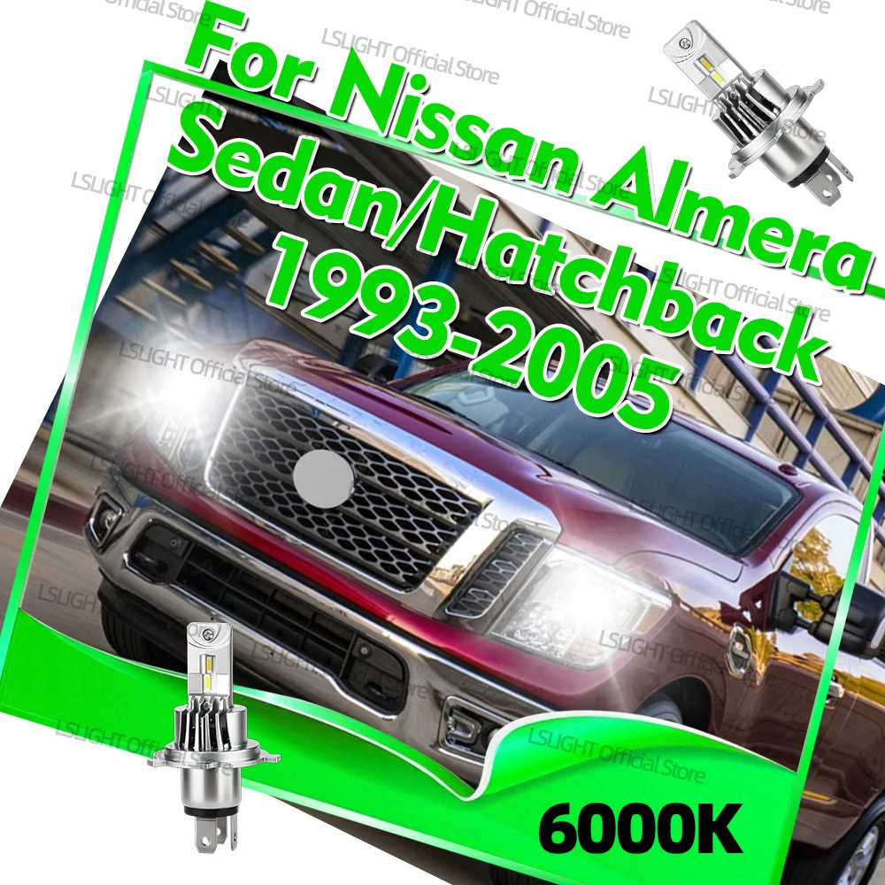 

2 светодиодные лампы Hi/Lo Beam H4 9003, 30000 лм, для Nissan Almera Sedan/Hatchback 1993-2005, 1998, 1999, 2000, 2001, 2002, 2003, 2004
