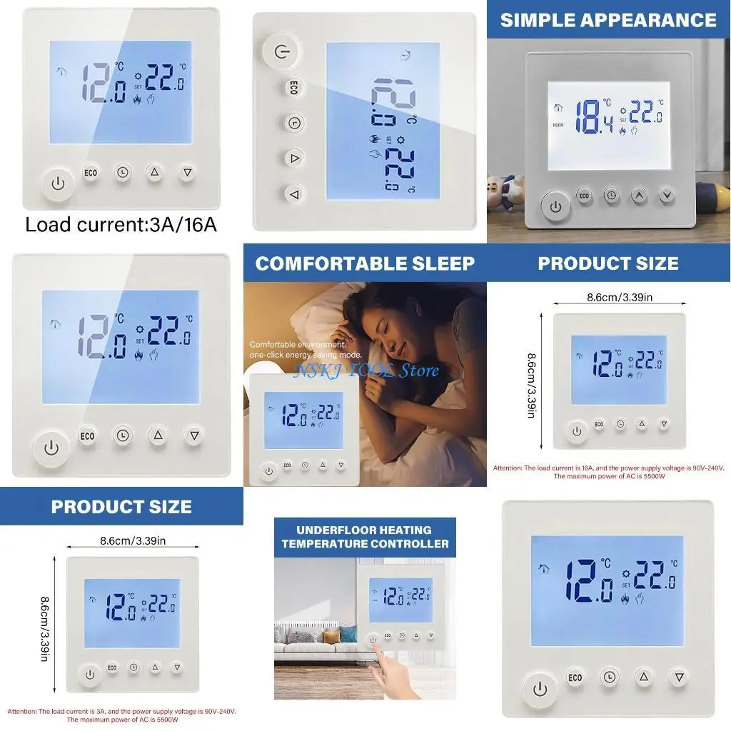 

L8RC Easy Install Heat Thermostat with Large Display for Elderly Home Comfort