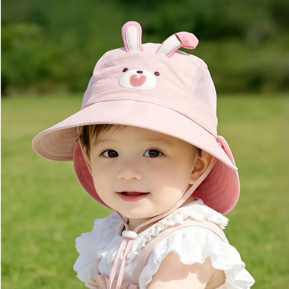 

Cute Breathable Children's Fishing Cap Sun Protection Thin Beach Hat Large Brim UV Resistant Fisherman Hat for Spring Summer