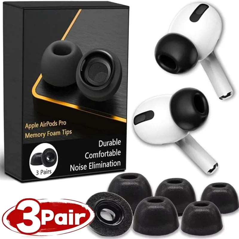 For Apple AirPods Pro 1 2 Ear Tips Memory Foam EarPlug Anti Slip Noise Cancellation Earbuds Replacement Earphone Ear Pads S M L