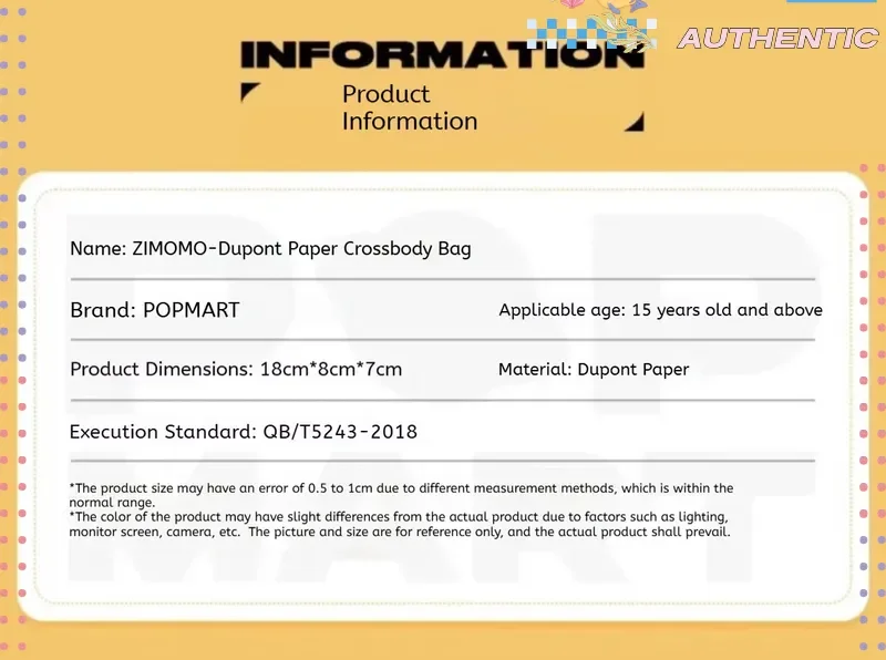 POPMART Labubu Zimomo The Monsters Tyvek Cylindrical Crossbody Bag