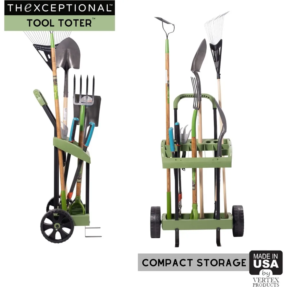 Rack de armazenamento portátil para quintal e jardim com rodas para cuidados com o gramado e organização de equipamentos esportivos