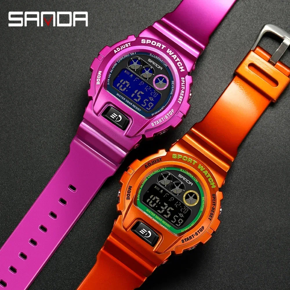 Sanda Sport Orologio da donna Orologio da polso digitale multicolore alla moda 2021 Studente unisex elettronico impermeabile elegante orologio di lusso