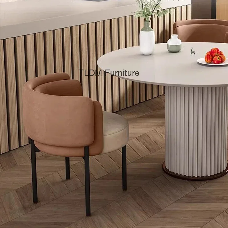 

Nordic Brown Dining Chairs Modern Luxury Comfortable Aesthetic Chair Kitchen Ergonomic Chaise Salle À Manger Furniture