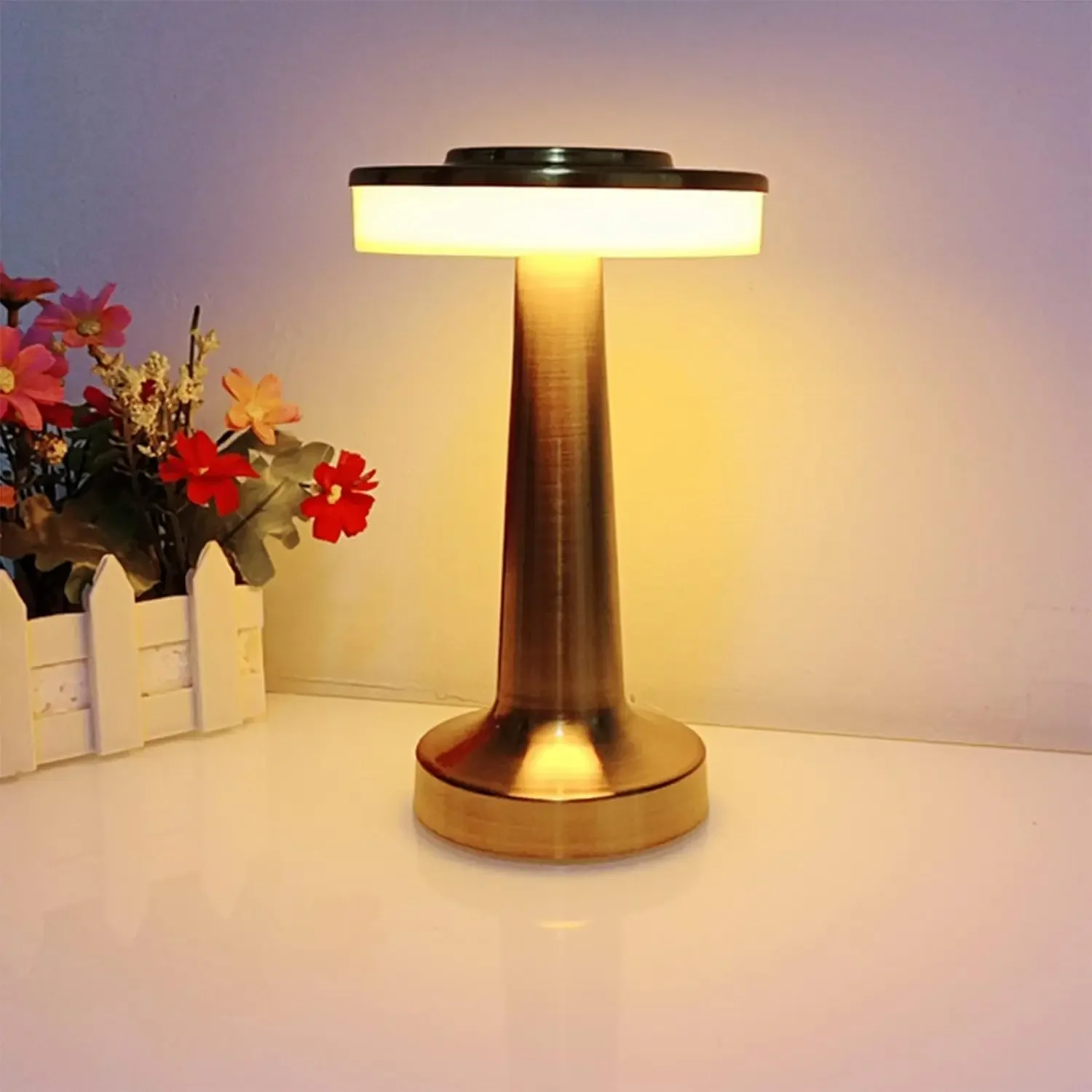 Retro Bar Portable LED Table Lamp with Touch Sensor 3-Levels Brightness Coffee Decoration Rechargeable Night Light Gift