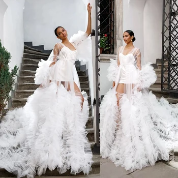 נפוח טול לבן לנשף יולדות שמלת גלימות עבור תמונה לירות תינוק מקלחת Sheer ודואר ירח דבש חתונה צילום