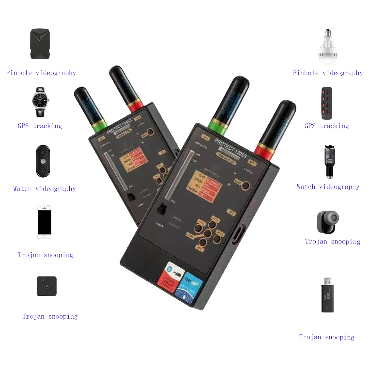 Scanner wireless per localizzazione GPS 1206S Rilevatore RF Scanner portatile per localizzazione anti GPS