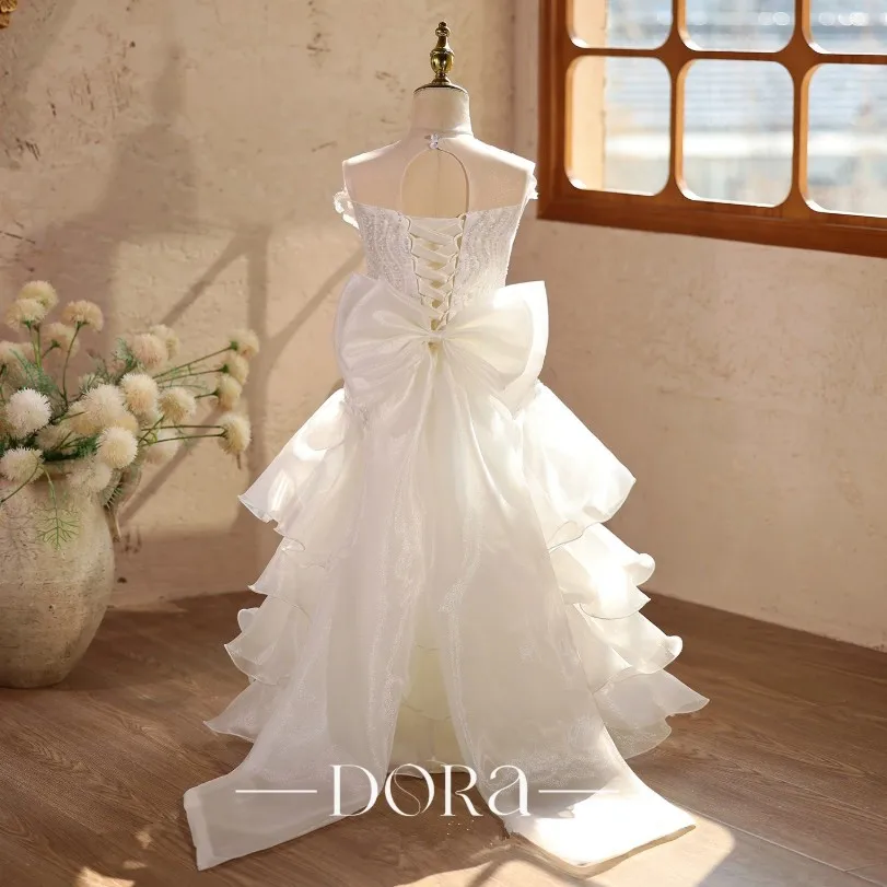 Kinder-Partykleid mit Fischschwanz, Gastgeberin-Kleid für Klavierauftritt, Geburtstag, Hochzeit, Blumenmädchen-Abendkleid A5084 Großhandel – Detail 6