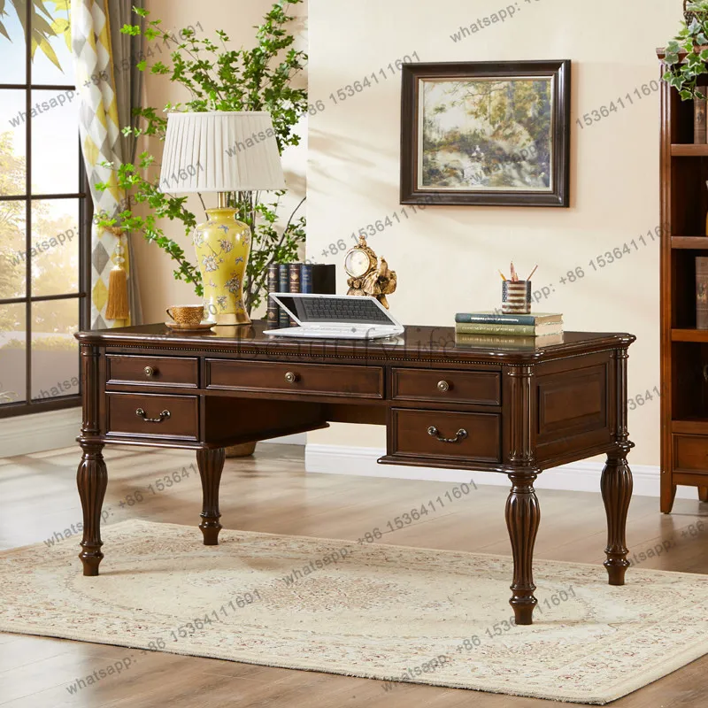 

XX American solid wood desk European home retro study desk