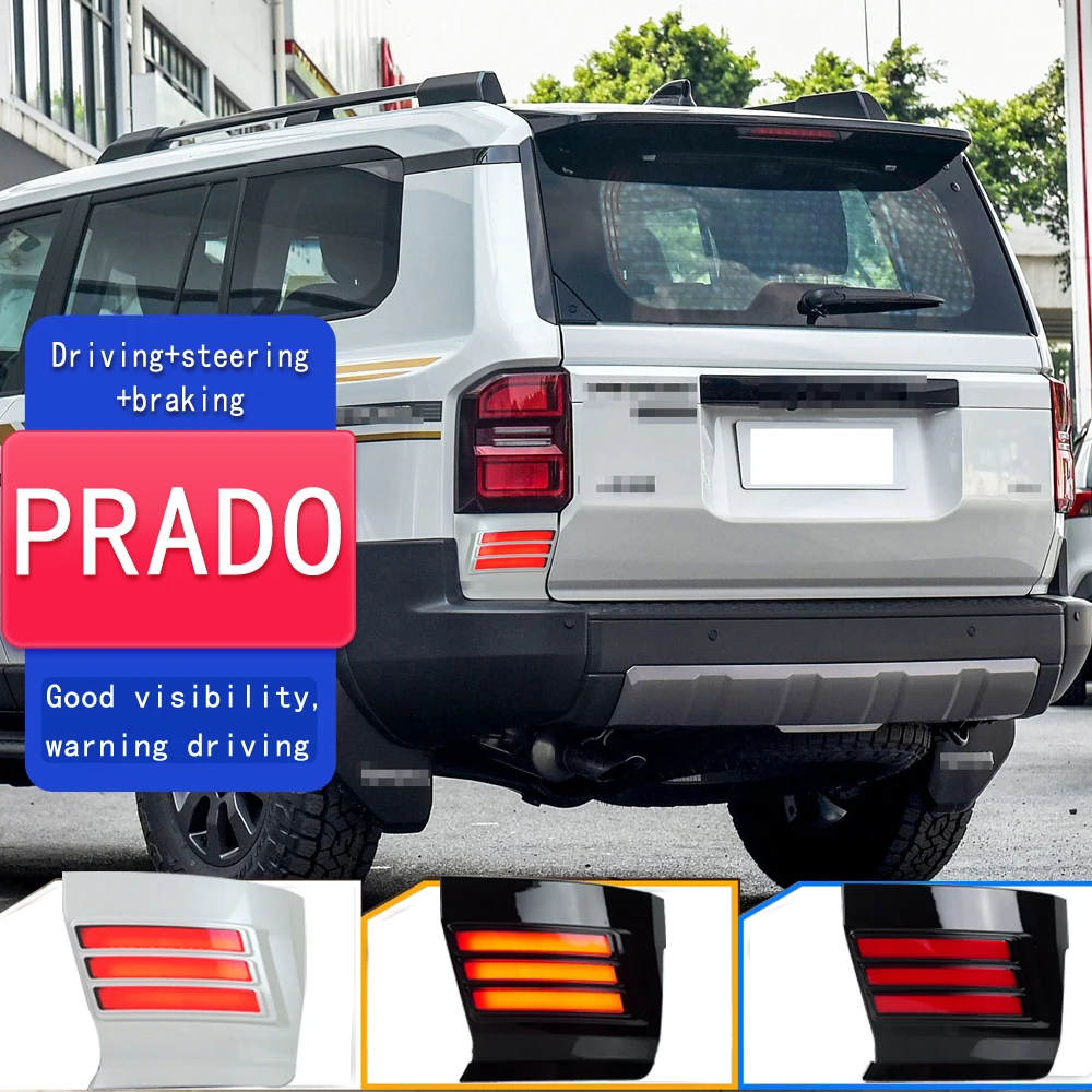

LED Bumper Light For Toyota Land Cruiser 250 Prado LC250 2024 2025 3-in-1Rear Fog Lamp Brake Light Dynamic Turn Signal Reflector