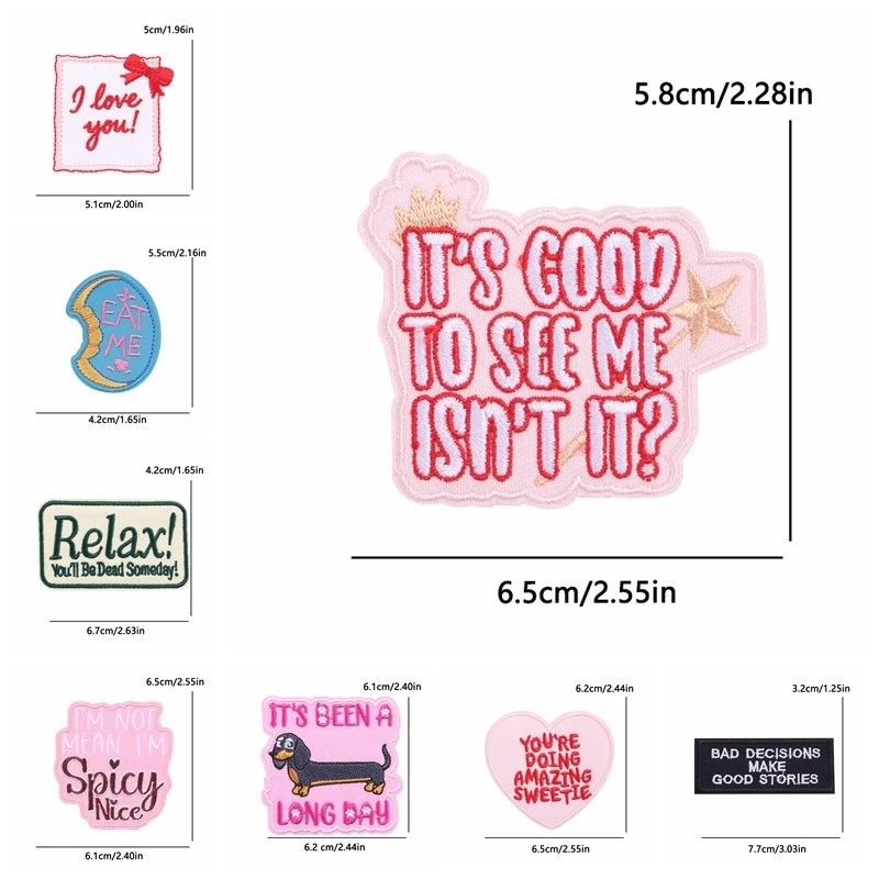 5PCS I'm Spicy Nice Patch Humorous,Positive Language Embroidery Patches Cartoon Letter Slogan Patch Iron On Patches For Clothing
