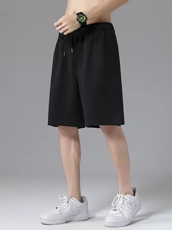 

Men's Sports Shorts Four Seasons Fitness Loose Pure Black Knitted Cotton Casual Shorts Streetwear gym shorts men pants