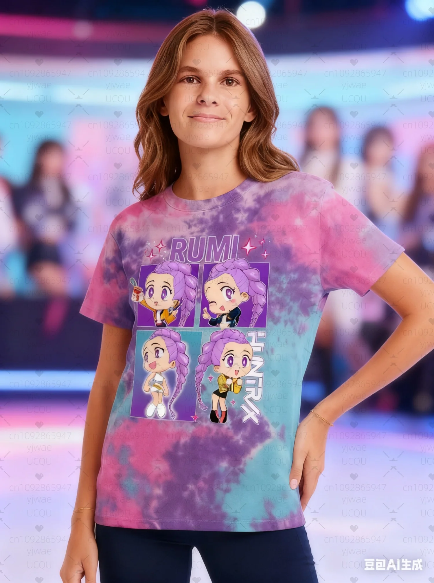 2025 Kpop Demon Hunters Zoey Anime 3d 여성용 성인 반팔 O넥 대형 의류 티셔츠 여성 의류