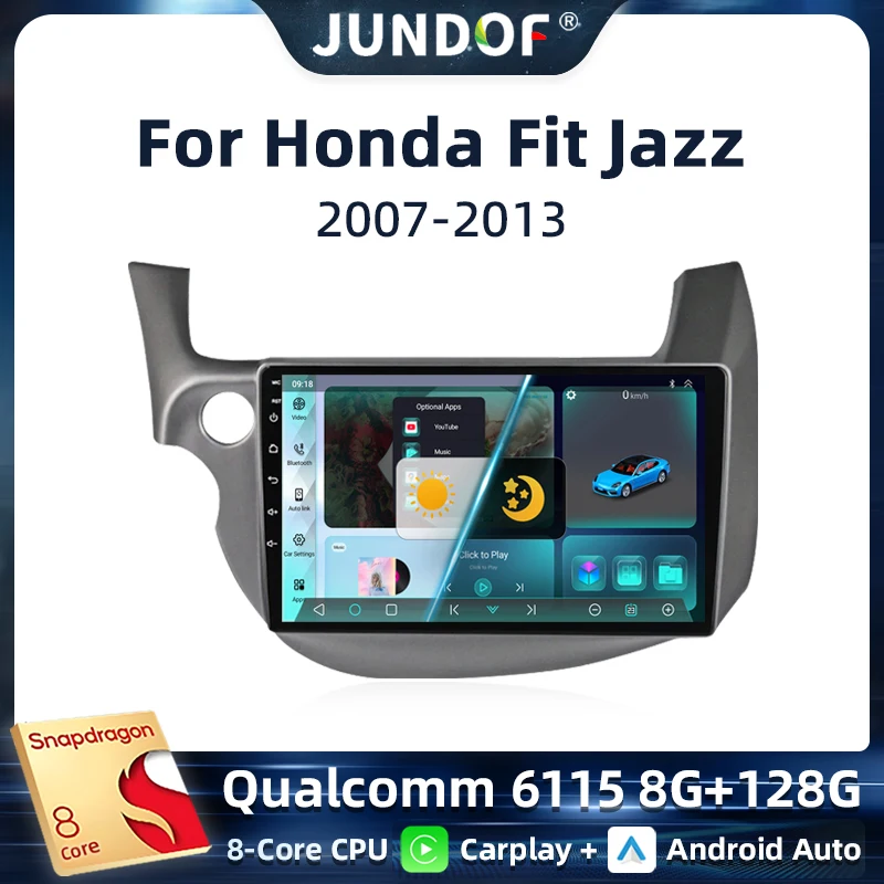 For Honda Jazz 2 GG 2008 - 2014 Fit 2 GE GP GE 2007 - 2014 GPS Car Radio Navigation Multimedia Video Player Stereo BT Android 13