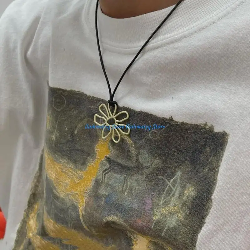 

573B Y2K Metal Hollow Flower Choker Necklace Collar Necklace Clavicle Chain Summer Neckband Party Jewelry for Women Girls