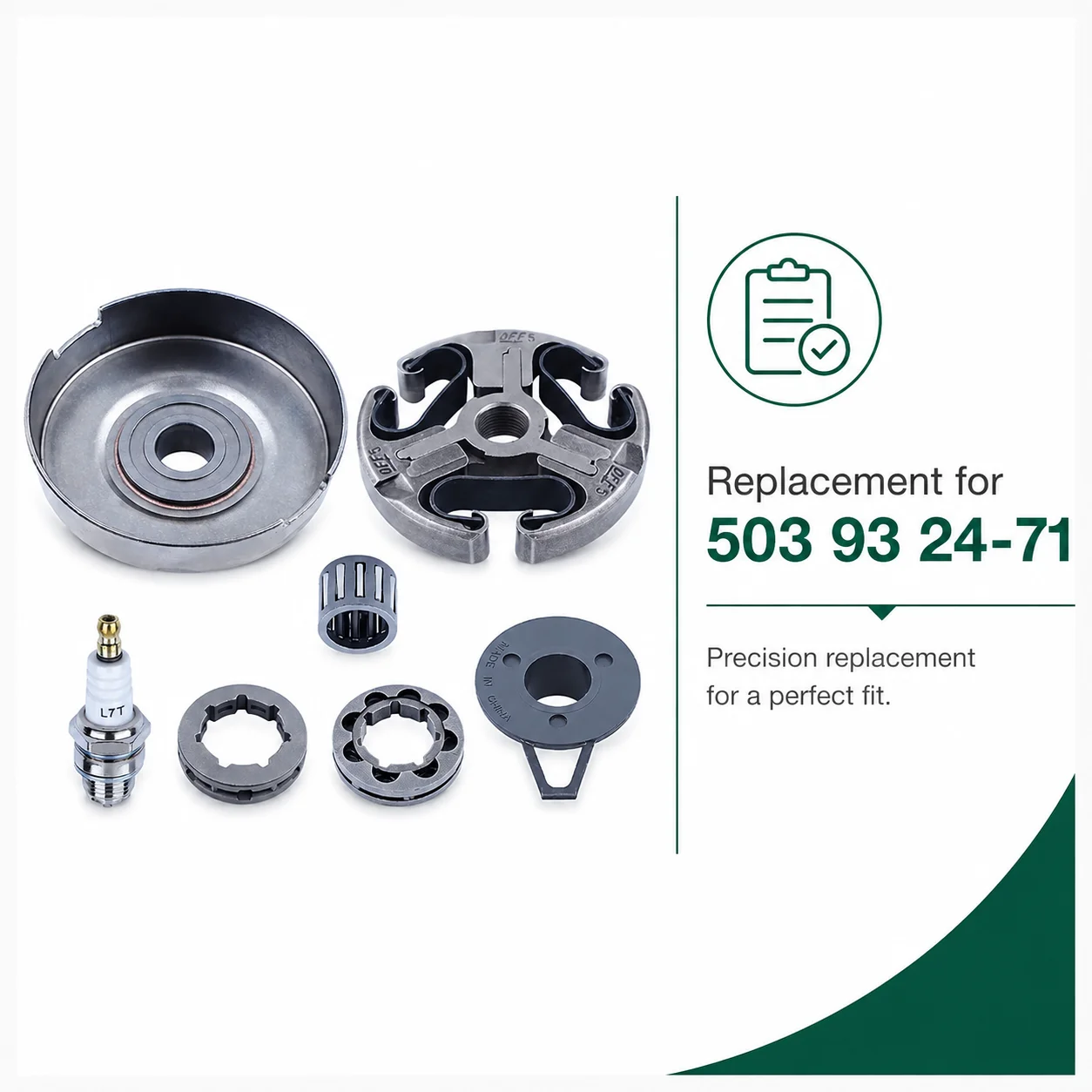 Tune Up Kit Spark Plug Clutch Drum Sprocket Worm Gear Bearing for Husqvarna 362/365/371/372 XP Replaces 503744401 Oregon 22273
