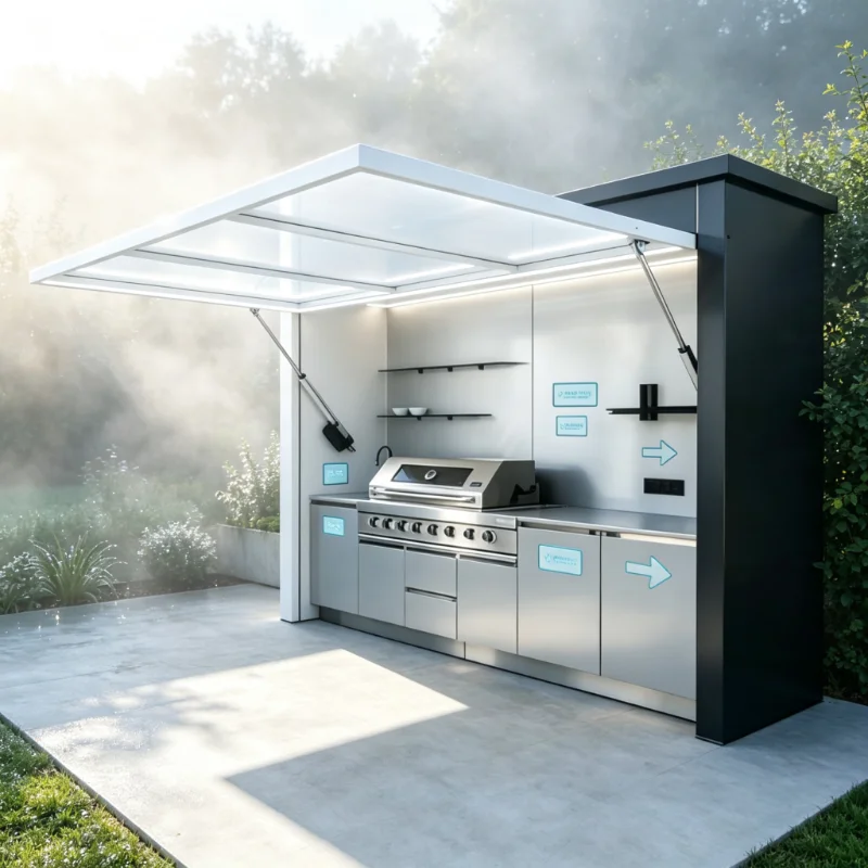 Modern Aluminum Outdoor Kitchen Custom Cabinets All Weather Use for Villa Backyard Outdoor Cooking Area