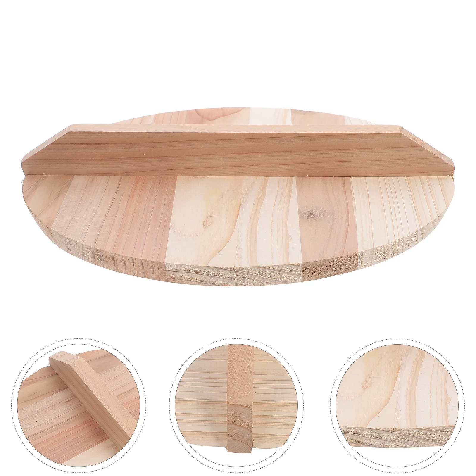 

Wooden Pot Wok Anti-Splash Natural Frying Pan Thick Protective For Kitchen Anti-Oil Splashing Household Pot Wood Wok Lid Kitchen