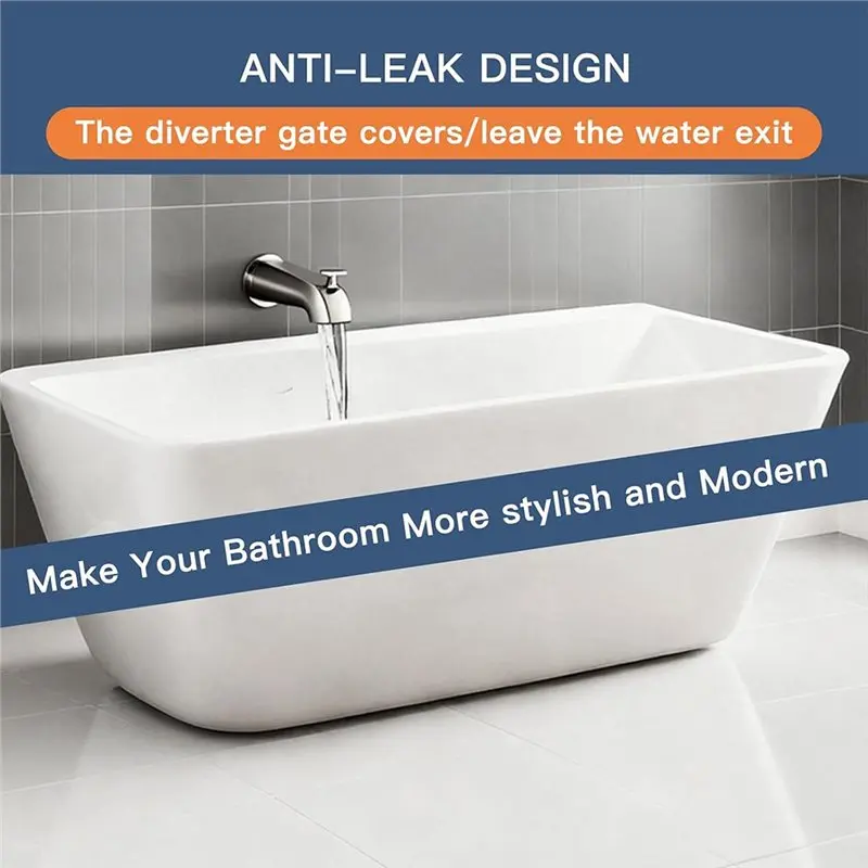[NEW!A93G】 Bathtub Spout With Diverter, 5.3 Inch, All Metal, Fits 1/2
