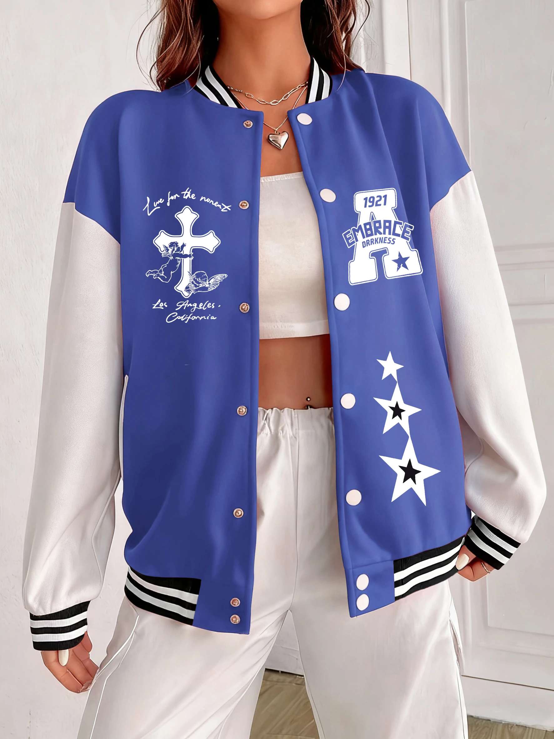 

Женская бейсбольная форма Embrace Drrkness 2021, красочная свободная уличная одежда, американская куртка, хлопковая осенняя женская одежда