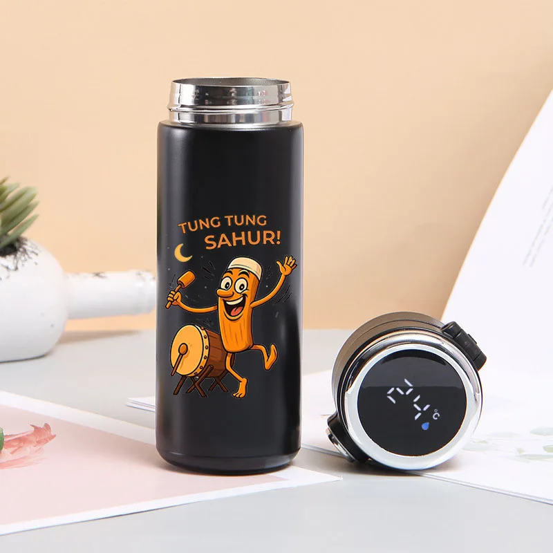 

420ML Italian Brainrot Tung Anime Thermos Water Bottle Temperature Display Thermos Cup Stainless Steel Cup Insulated Travel Mug