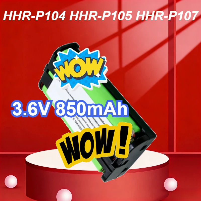 

HHR-P104 HHR-P105 HHR-P107 3.6V 850mAh Ni-MH Rechargeable Battery for Panasonic Cordless Telephone Battery