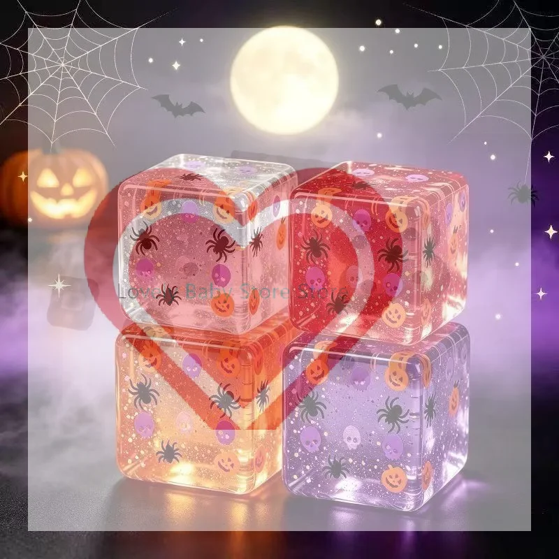 【BS】Halloween TPR Ice Cube Toy Pumpkin Spider Pattern Slow Rebound Stress Relief Squeeze Vent Fidget Toy Gift