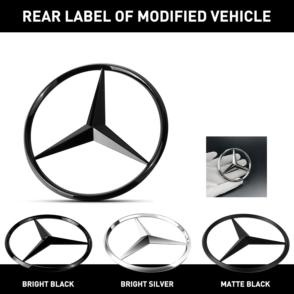 For Mercedes Benz Class S A2238170100 Class GLA A2478170500 85mm Tail Star Emblems Black Silver Rear Trunk Logo Stickers Badges