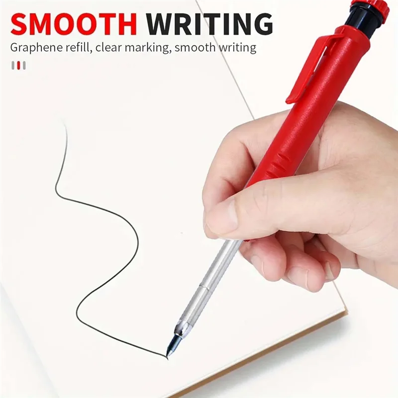 SEWS-4 Carpenter Pencils, 34 Pen Cores, Deep Hole Marking Structure, With Sharpener, Mechanical Carpenter Pencil, Architect