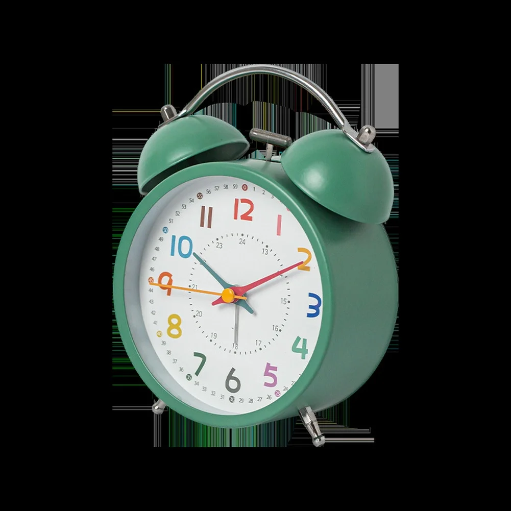 Alarm Clock for Students Glow in the Dark Metal Case Luminous Numbers and Markings Loud Bell Alarm Mute Quiet Movement