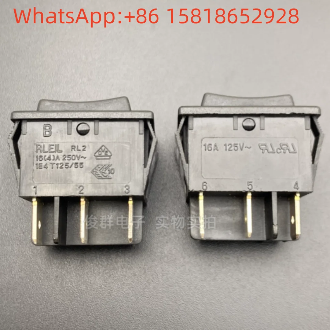 

2pcs Taiwan Lihe and RLEIL RL2 rocker boat-type power switch with one side reset button, 6 pins, 3 positions, 16A high current