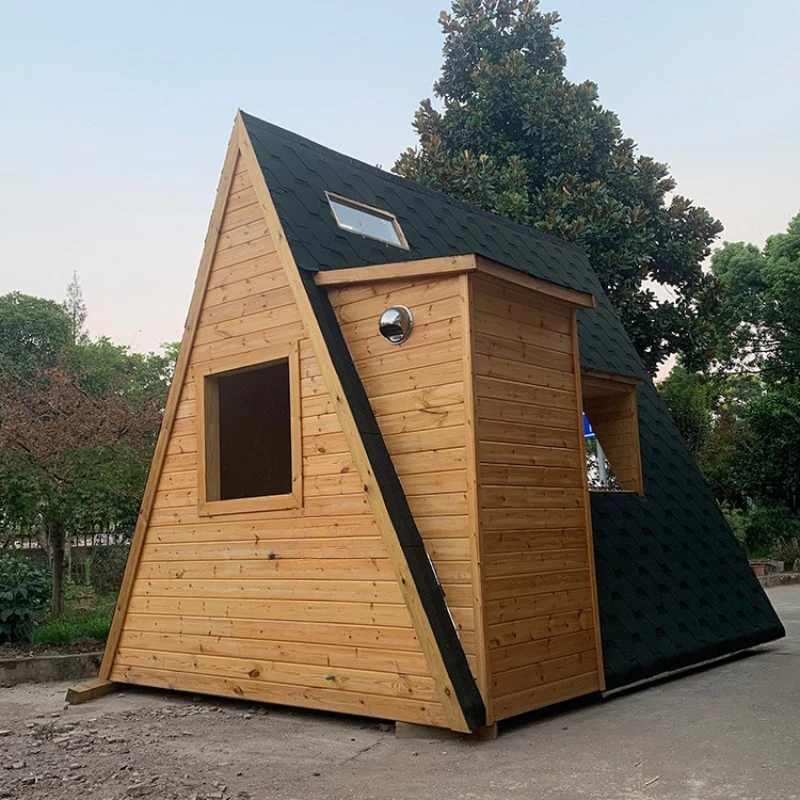 Customized outdoor scenic camping A-shaped triangular wooden house, homestay, courtyard, garden, mobile assembly room,