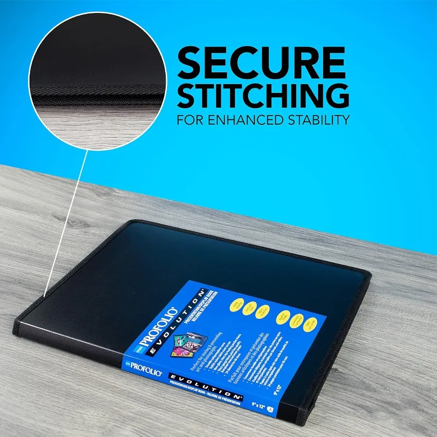 Itoya ProFolio Evolution 9x12 Libro de álbum de fotos negro con 48 páginas - Ideal para almacenamiento de documentos de archivo y conservación de fotografías