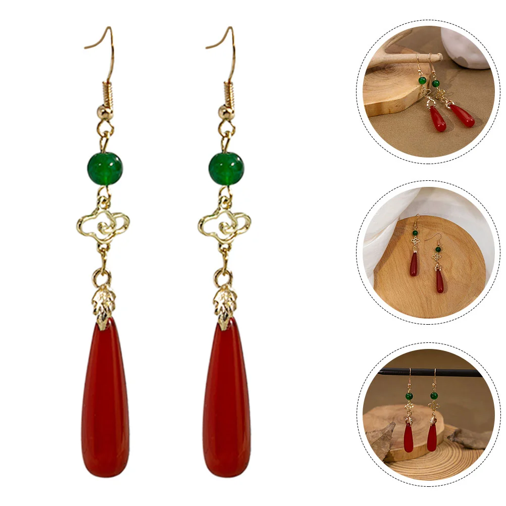 

Unique Retro Chinese Style Xiangyun Earrings Miss Locket Dangle Gem Gemstone Jewelry