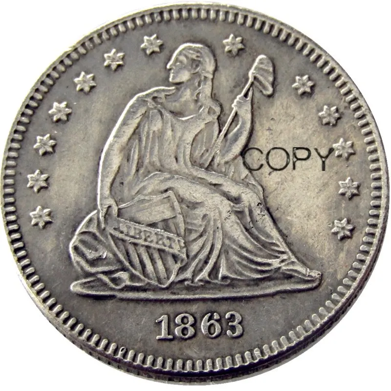 

США, 1863 местный, свобода, четверть доллара, Посеребренная копия монеты
