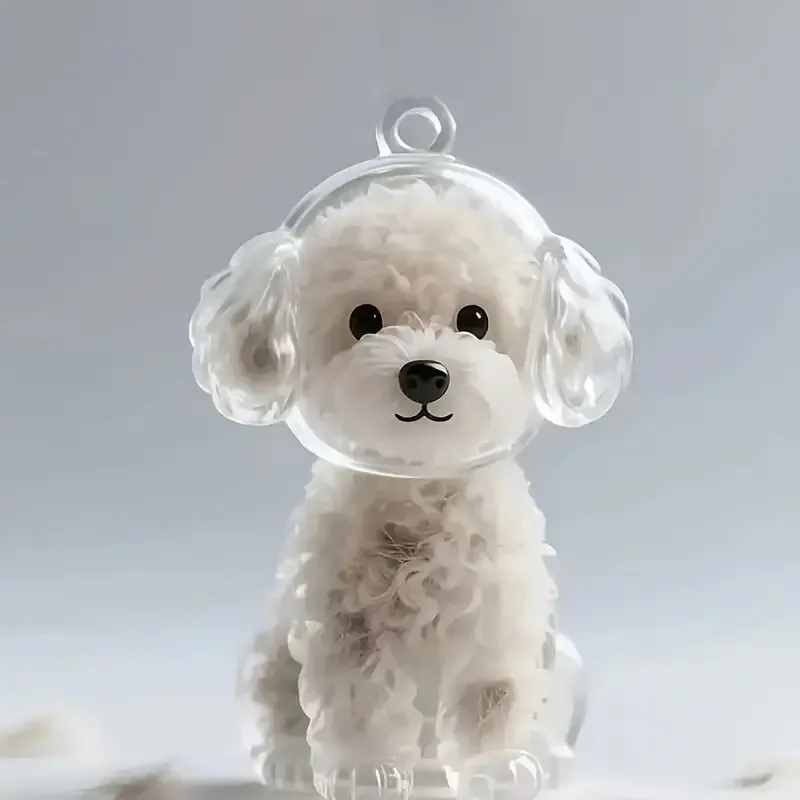 Transparent Dog Hair Storage Container Adorable Pet Keepsake Capsule Pendant With Key Ring for Pet Lovers DIY Memorial Keychain