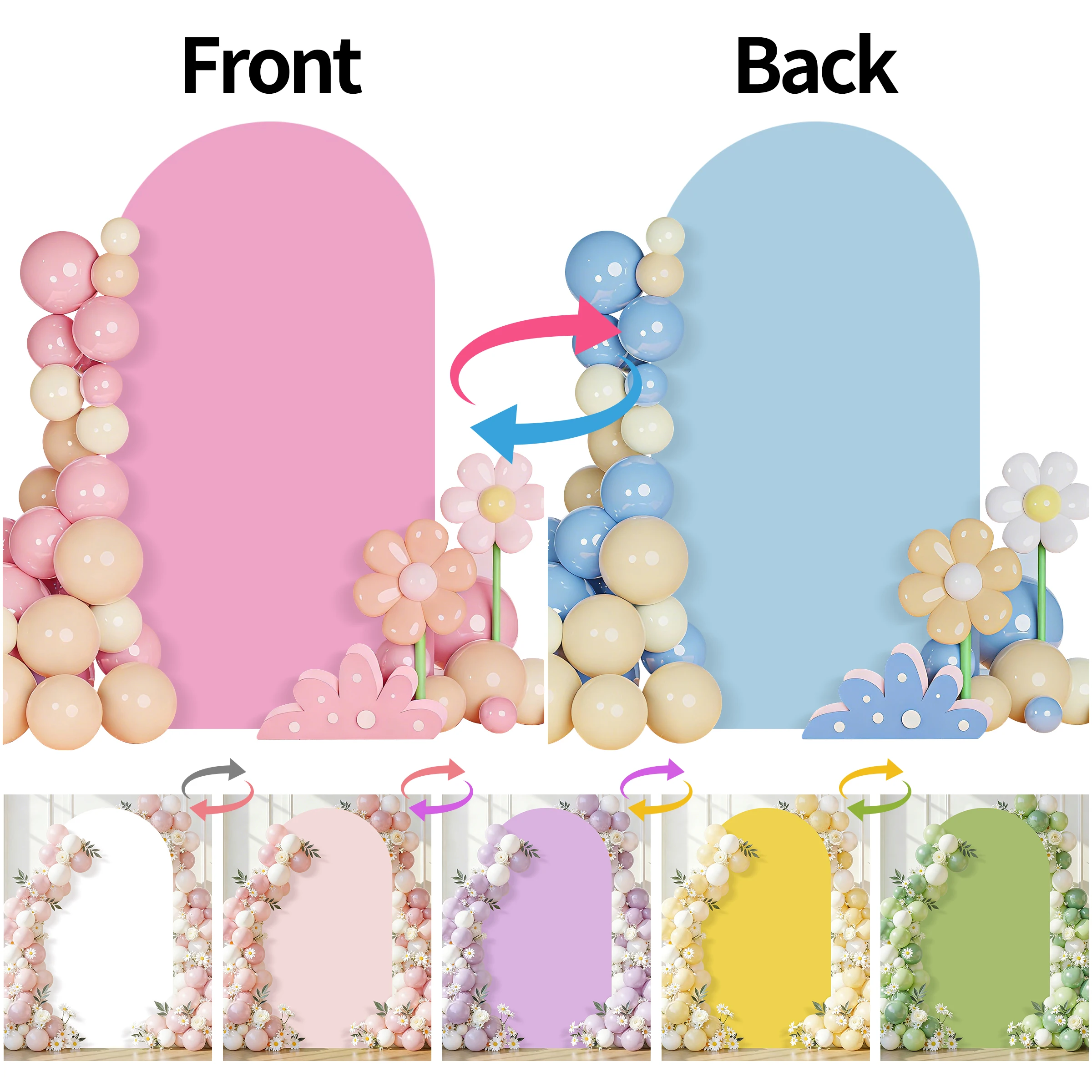 

Однотонный арочный фон-экран, двусторонний, разных цветов, для детского праздника, свадьбы, дня рождения, индивидуальный декор для вечеринки, фон для фотосессии