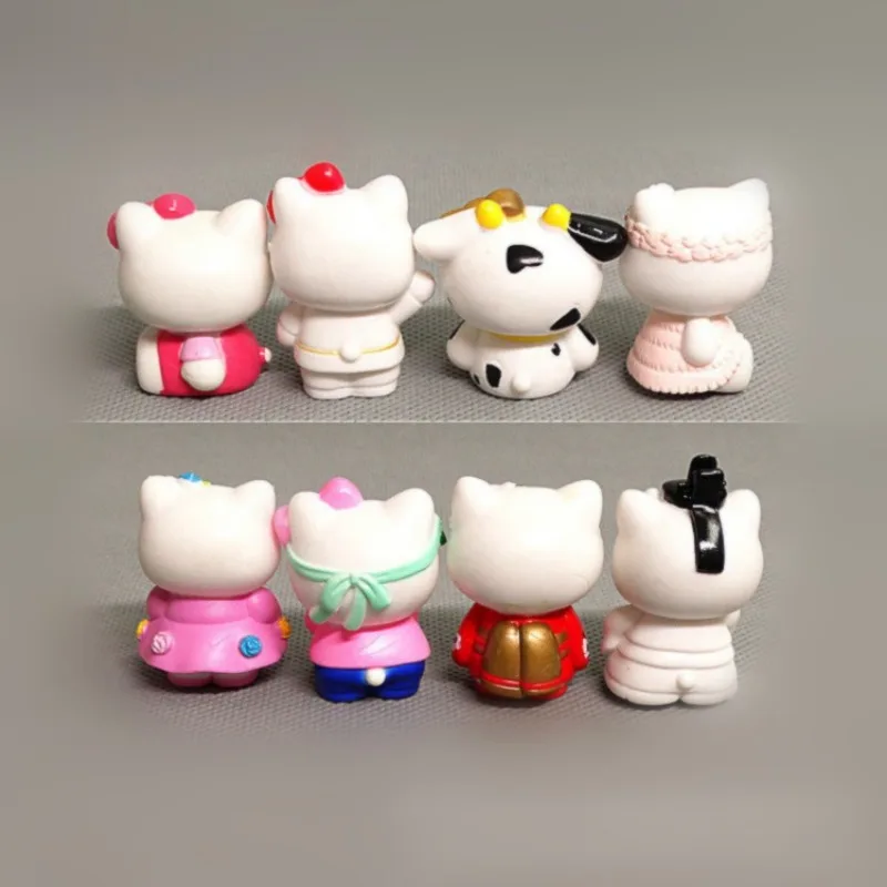 8Pcs Sanrio Hello Kitty Dekoracja Lalka Anime Figurka Śliczna Zabawka Q Figurka Samochody Torty Biurkowe Dekoracja Modele Dzieci Prezent Urodzinowy