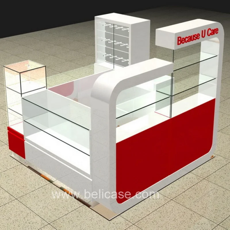 Custom, modern cell phone repair mall kiosk with light mall kiosk design for phone retail phone kiosk