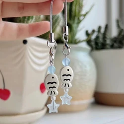 Handmade Beaded Phone Chain Snapper Fish Cellphone Charm Detachable Keychain Pendant Jewelry Accessory for Women Girls