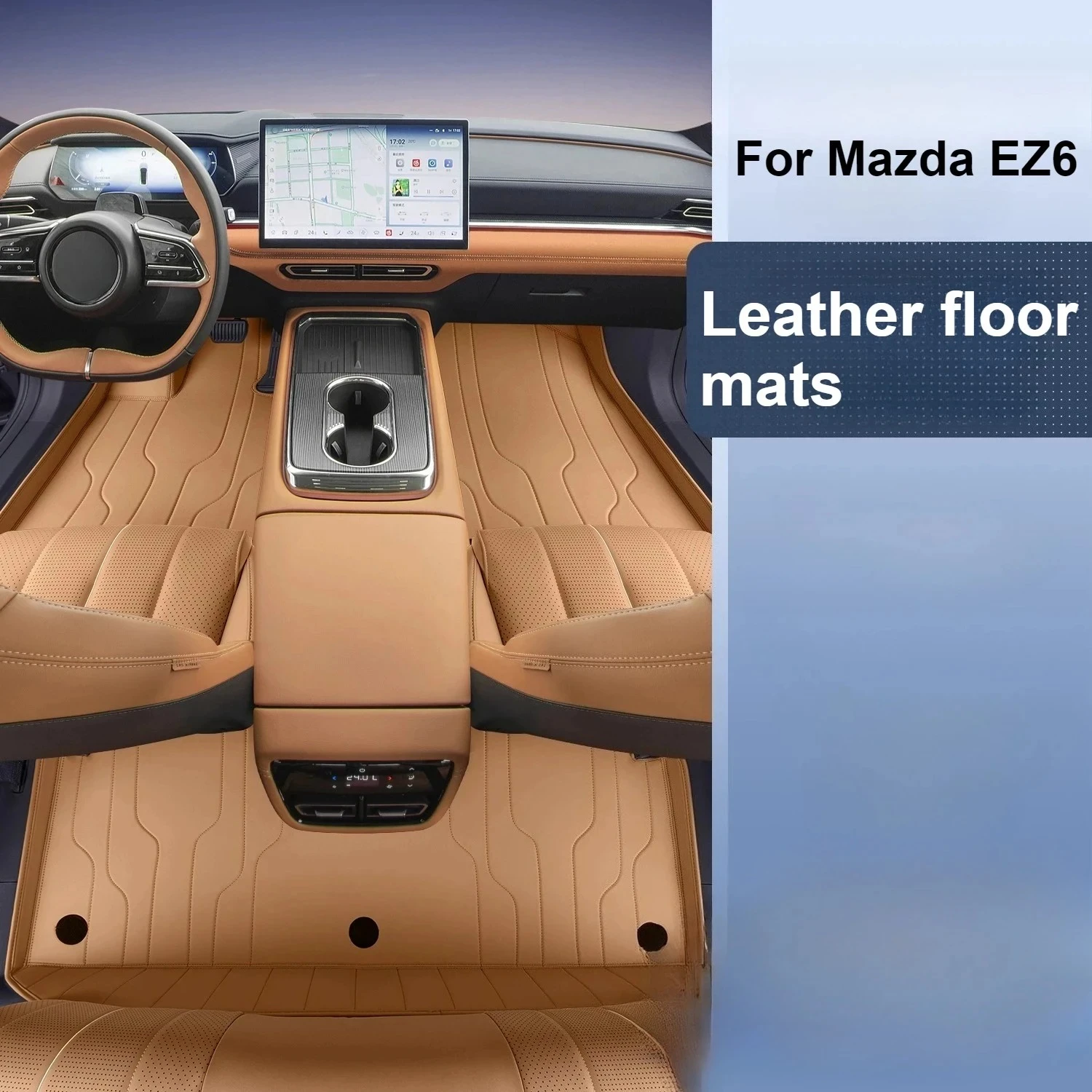 For Mazda EZ6 2025 Car Floor Mats Full-Coverage Eco-Friendly Leather Waterproof and Dirt-Resistant Foot Carpet Accessories detail image 1