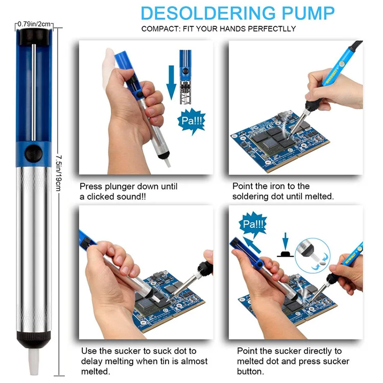 60W Soldering Iron Set Temperature Control Soldering Kit Tin Wire Digital Multimeter Repair Tool Cautin With Desoldering Pump