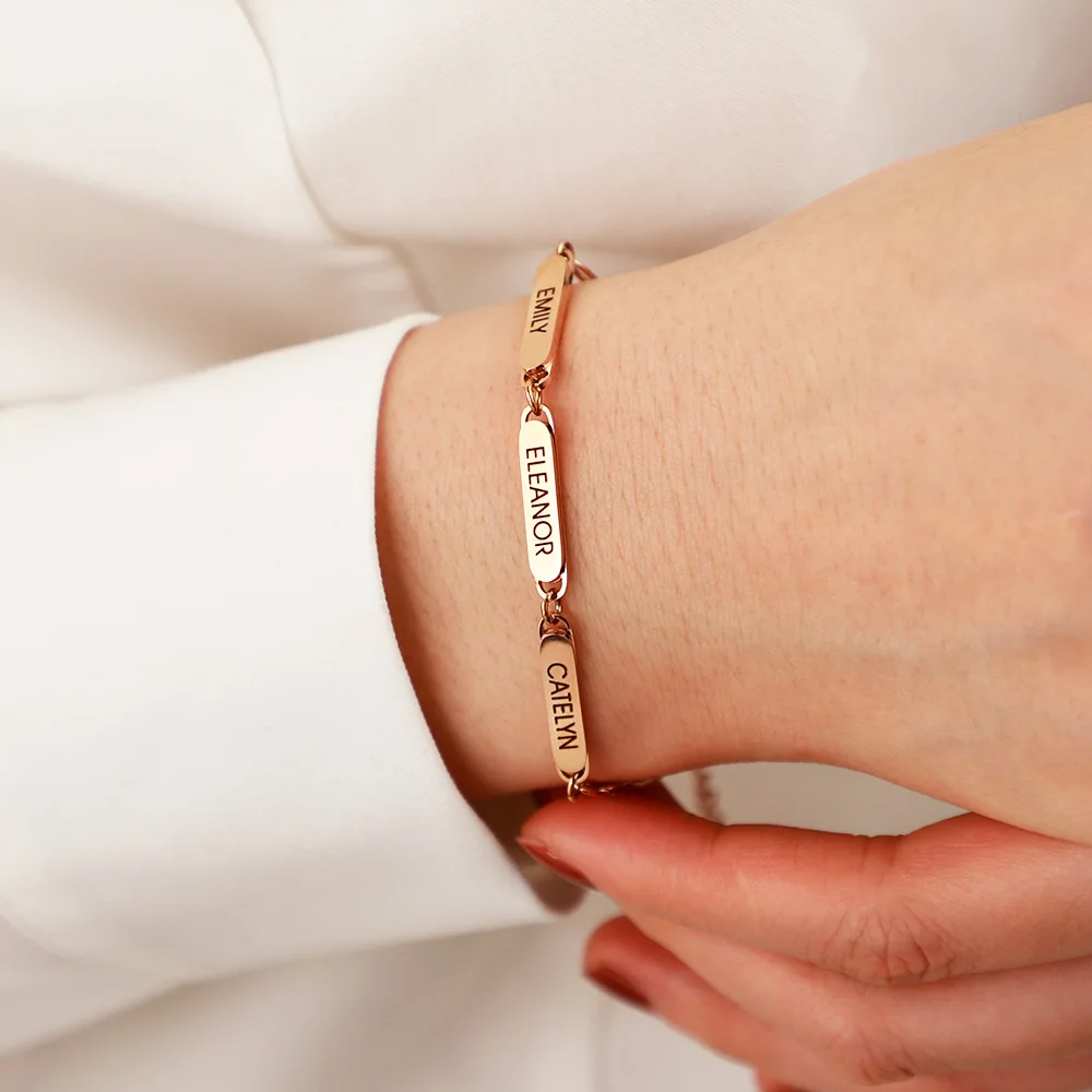 

Stainless Steel Bracelet Jewelry Paperclip Personalized Engraved Name Dainty Valentine's Day Gift Xmas Gifts