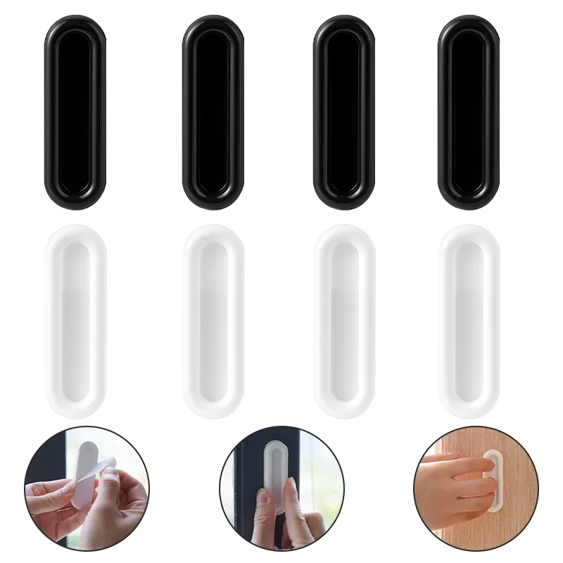 4pcs No Drilling Sliding Door Handle Glass Sliding Doors Handle Sliding Wardrobe Door Handles Door Knob Auxiliary Device Cabinet