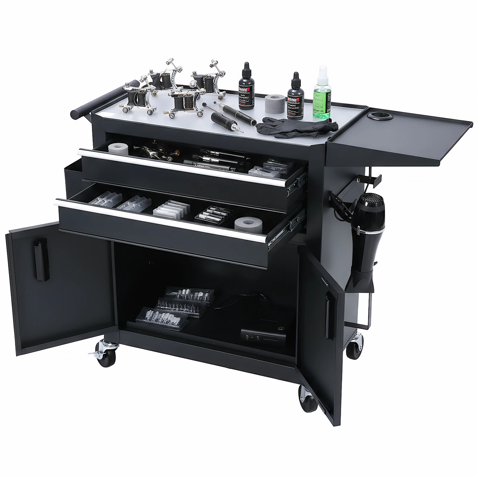

Cable Winder Tool Trolley Anti-Scratch Professional Rolling Tattoo Cart Waterproof Hairdressing Beauty Versatile Equipment