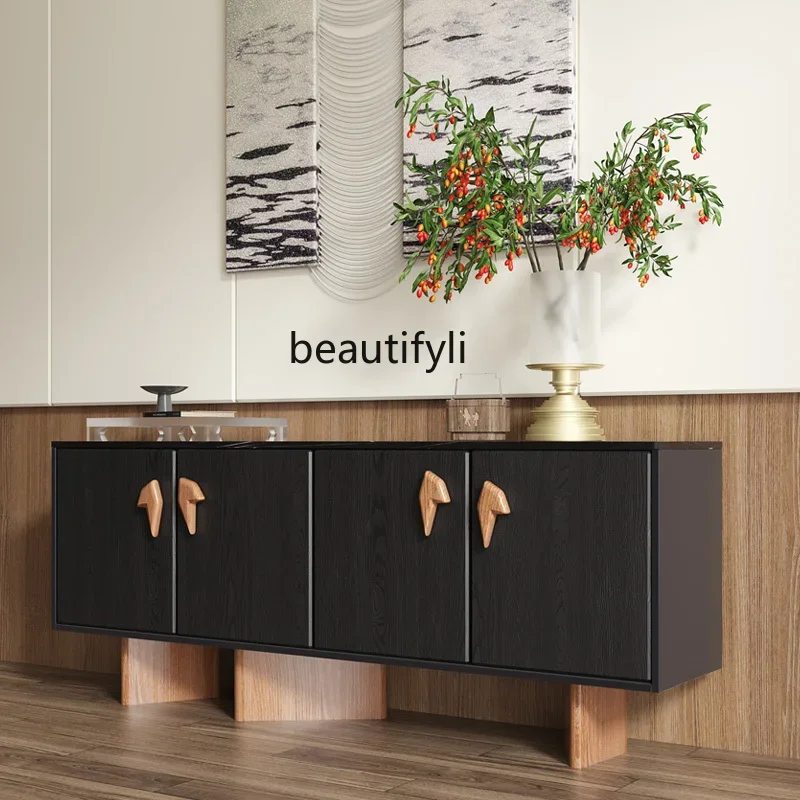 

Nordic style solid wood dining side cabinet tea, color matching paint entrance, cupboard storage, side cabinet